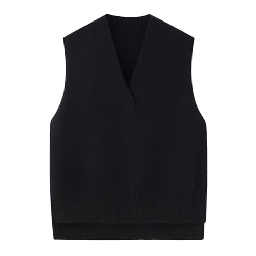 Dawwoti Frauen V Neck Pullover Weste Ärmellose Jumper Sweatshirt Layered Stricken Gilets Weste Top von Dawwoti