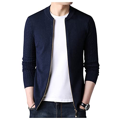 Dawwoti Herren Strickjacke Pullover Mock Kragen Slim Full Zip Jacken Business Strickwaren Einfarbig Pullover-Cardigan von Dawwoti