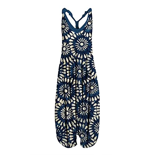 Dawwoti Ladies Rolmers Sommer Labber Harem Hosen Playsuit Baggy Overalls Ärmellose Druck Overalls von Dawwoti