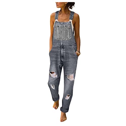 Dawwoti Overall für Frauen, Denim -bib -Overalls, Zerrissene Jeans -Overalls, Lässige Sommertummern von Dawwoti