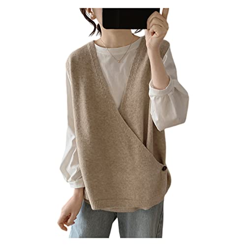Dawwoti Unregelmäßige Strickweste Von Frauen, V -Hals Ärmellose Pullover Pullover, Pulloverweste für Den von Dawwoti
