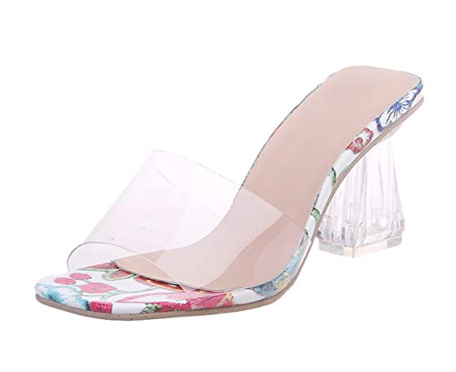 Dawwoti Frauen-anti-rutsch-flip Flops Blumen Slides Transparent Heel Bequeme Sandalen von Dawwoti