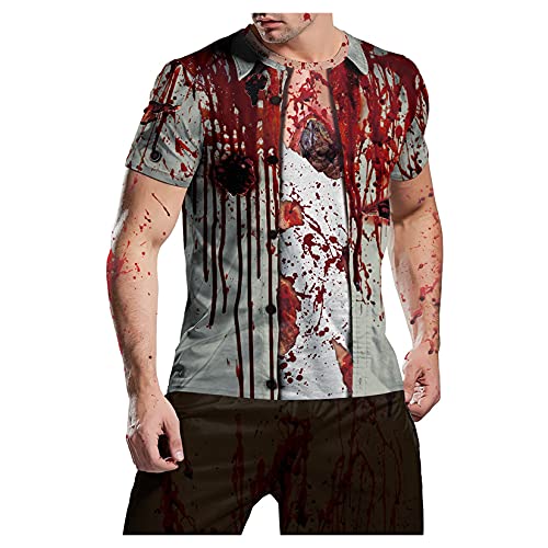 Männer Halloween Kostüm T-Shirt 3D Cartoon Gedruckt Lustige T-Shirts Scary Top Tees Hemd von Dawwoti