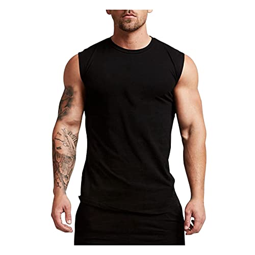 Männer Tank Tops Grundlegende Weiße T-Shirts Breite Schulter Athletische Training Weste Sleeveless Sportweste von Dawwoti