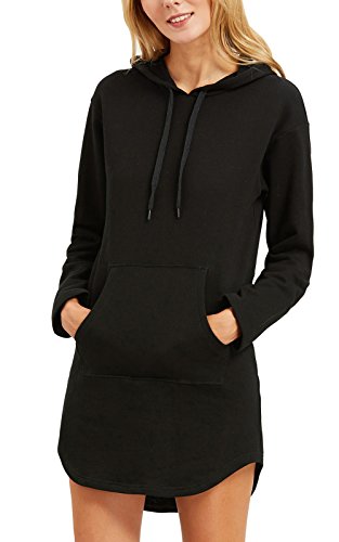 Perfectii Damen Langer Hoodie Sweatshirt mit Fleece Innen Longline Sweat-Pullover Langarm Kapuzen von Dawwoti