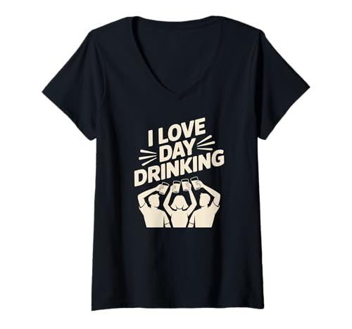Damen Ich Liebe Partystimmung am Tag T-Shirt mit V-Ausschnitt Damen Ich Liebe Partystimmung am Tag T-Shirt mit V-Ausschnitt von Day Drinking Enthusiasts Cheers Fun