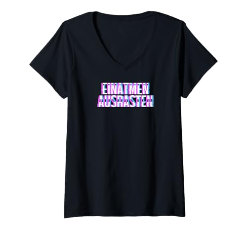 Damen Einatmen Ausrasten T-Shirt mit V-Ausschnitt Damen Einatmen Ausrasten T-Shirt mit V-Ausschnitt von Day Music Festival Dust Confetti Crowd