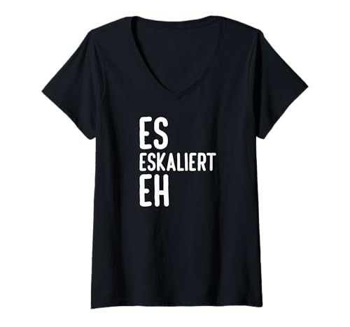 Damen Es eskaliert eh T-Shirt mit V-Ausschnitt Damen Es eskaliert eh T-Shirt mit V-Ausschnitt von Day Music Festival Dust Confetti Crowd