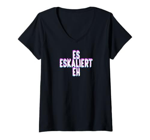 Damen Es eskaliert eh T-Shirt mit V-Ausschnitt Damen Es eskaliert eh T-Shirt mit V-Ausschnitt von Day Music Festival Dust Confetti Crowd