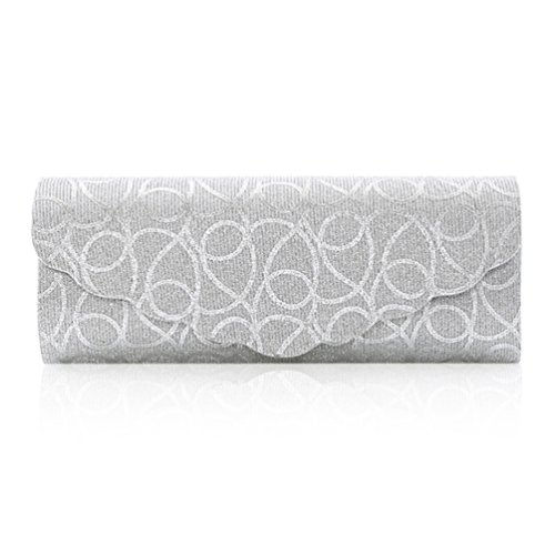 Day of Saturn Damen Groß Abendtasche Henkeltasche Clutch Mit Abnehmbare Kette,Silber von Day of Saturn