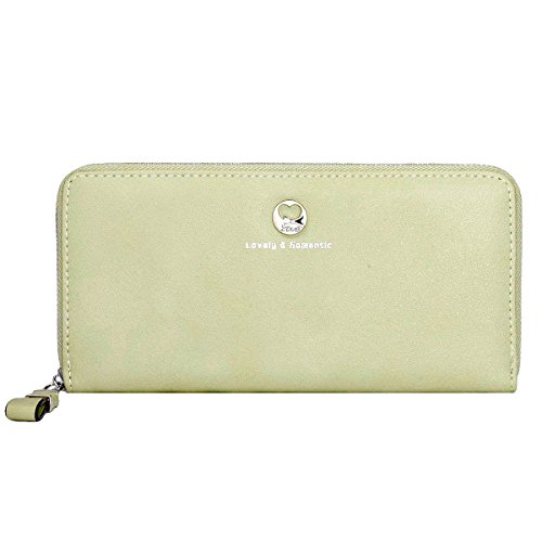Day of Saturn Damen Groß Geldbörse Reißverschluss Brieftasche Clutch Portemonnaie Handtasche,Grün von Day of Saturn