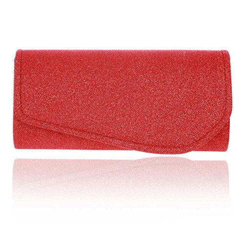 Day of Saturn Damen Medium Clutch Glänzend Handtasche Abendtasche,Rot von Day of Saturn