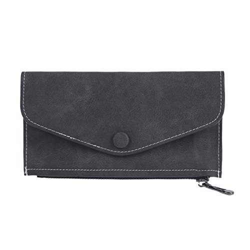 Day of Saturn Damen Nubukleder Geldbörse Dünn Geldbeutel Weich Portemonnaie,Schwarz von Day of Saturn