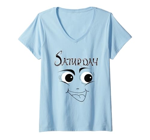 Damen Days of the Week T-Shirt "Samstag" im Used-Look T-Shirt mit V-Ausschnitt Damen Days of the Week T-Shirt "Samstag" im Used-Look T-Shirt mit V-Ausschnitt von Day of the week - Absolute Awesome Vibes