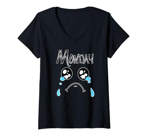 Damen Days of the Week T-Shirt 'MONDAY' Distressed Funny Weekdays T-Shirt mit V-Ausschnitt von Day of the week Tshirt - Absolute Awesome Vibes