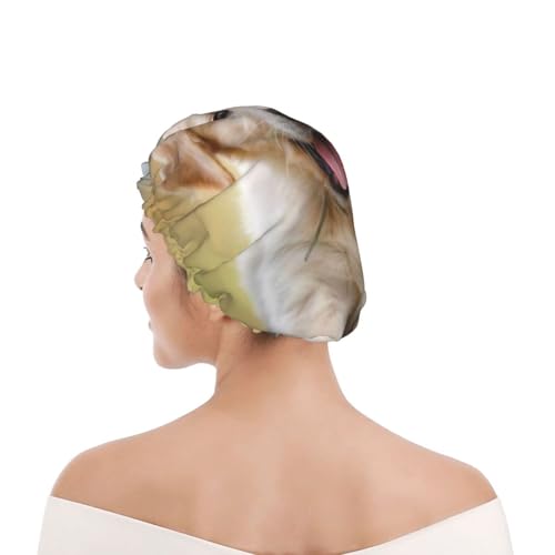 Duschhaube für Damen und Herren UK wiederverwendbar wasserdicht mit Gummiband bedruckt Glücklicher Labrador Retriever süß von Day2Gift