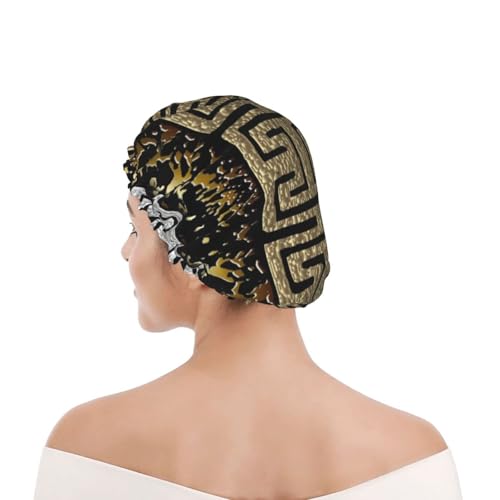 Duschhaube für Damen und Herren UK wiederverwendbar wasserdicht mit Gummiband bedruckt Grunge Spotted Gold Silber D Griechisch Duschhaube für Damen und Herren UK wiederverwendbar wasserdicht mit Gummiband bedruckt Grunge Spotted Gold Silber D Griechisch von Day2Gift