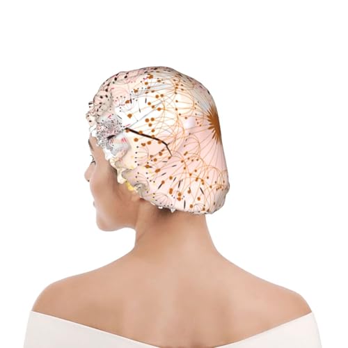 Duschhaube für Damen und Herren UK wiederverwendbar wasserdicht mit Gummiband bedruckt Handbemalter Löwenzahn von Day2Gift