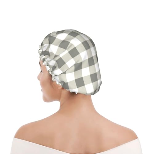 Duschhaube für Damen und Herren UK wiederverwendbar wasserdicht mit Gummiband bedruckt Kariert Geometrisch Grau Weiß Plaid Abstrakt Duschhaube für Damen und Herren UK wiederverwendbar wasserdicht mit Gummiband bedruckt Kariert Geometrisch Grau Weiß Plaid Abstrakt von Day2Gift