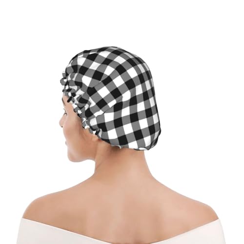 Duschhaube für Damen und Herren UK wiederverwendbar wasserdicht mit Gummiband bedruckt Kariert Schwarz Weiß Duschhaube für Damen und Herren UK wiederverwendbar wasserdicht mit Gummiband bedruckt Kariert Schwarz Weiß von Day2Gift