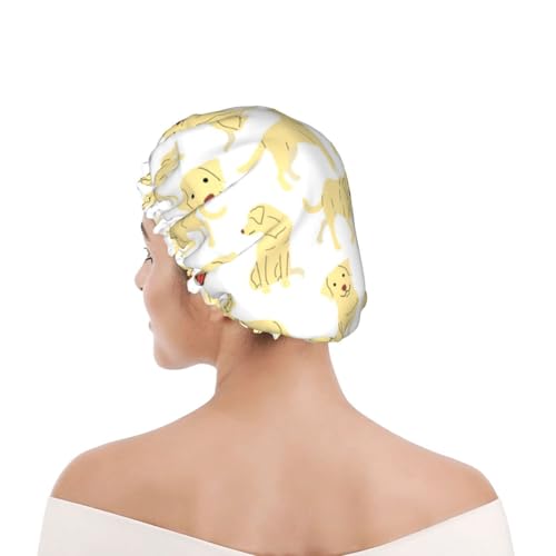 Duschhaube für Damen und Herren UK wiederverwendbar wasserdicht mit Gummiband bedruckt Labrador Retriever von Day2Gift