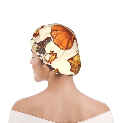 Duschhaube für Damen und Herren UK wiederverwendbar wasserdicht mit Gummiband bedruckt Retro-Skizze Uhr Kamera Mikrofon von Day2Gift