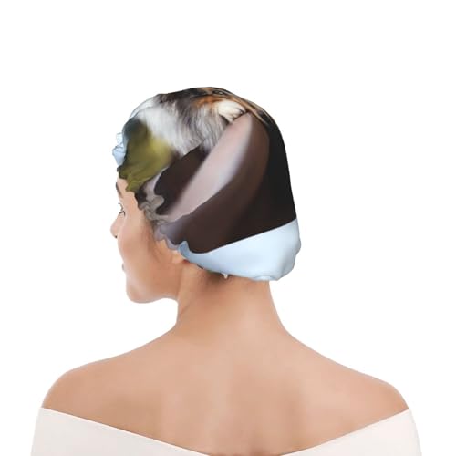 Duschhaube für Damen und Herren UK wiederverwendbar wasserdicht mit Gummiband bedruckt Rough Collie Bokeh Eisenbahn Hunde Haustiere Rau von Day2Gift