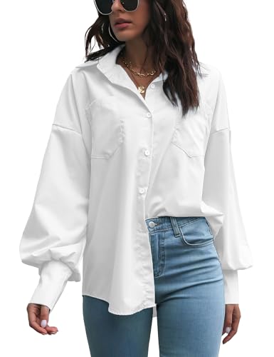 Damen Bluse Elegant V-Ausschnitt Hemd Langarm Arbeit Oberteile Casual Tunika Shirt Lose Langarmshirt Tops von DayaEmmoTQ