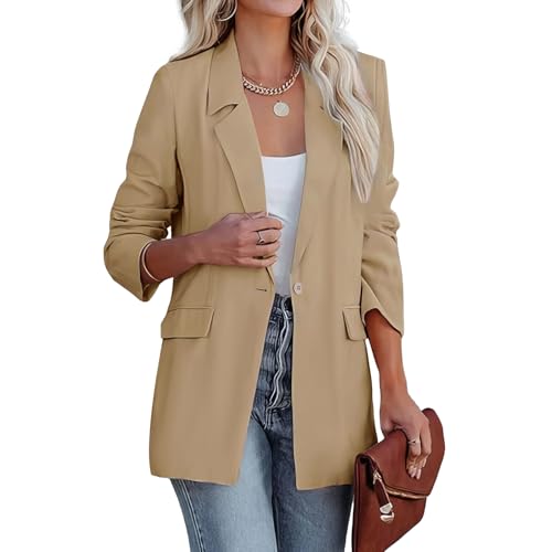 DayaEmmoTQ Damen Blazer Jacke - Langarm Locker Sitzend Casual Reverskragen Blazer Business Jacke fürs Büro von DayaEmmoTQ