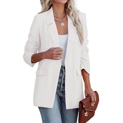 DayaEmmoTQ Damen Blazer Jacke - Langarm Locker Sitzend Casual Reverskragen Blazer Business Jacke fürs Büro von DayaEmmoTQ