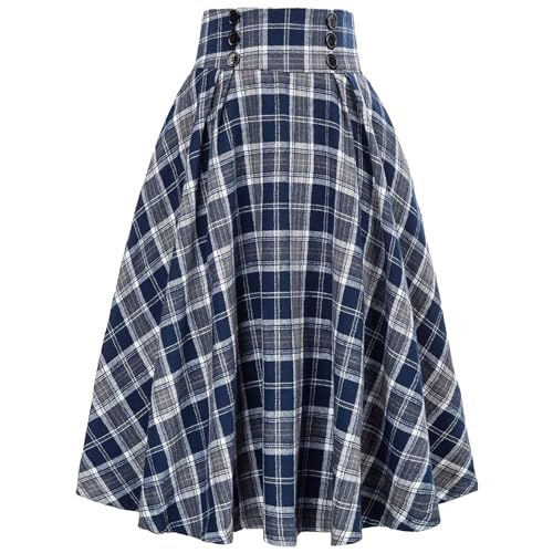 DayaEmmoTQ Damen Lang Vintage Röcke - Elegante Winterrock A-Linie Hohe Taille Midirock Faltenröcke Casual Elastische Unterrock Röcke von DayaEmmoTQ