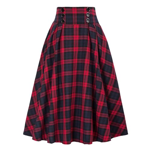 DayaEmmoTQ Damen Lang Vintage Röcke - Elegante Winterrock A-Linie Hohe Taille Midirock Faltenröcke Casual Elastische Unterrock Röcke von DayaEmmoTQ