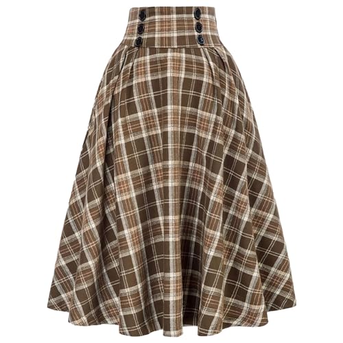 DayaEmmoTQ Damen Lang Vintage Röcke - Elegante Winterrock A-Linie Hohe Taille Midirock Faltenröcke Casual Elastische Unterrock Röcke von DayaEmmoTQ