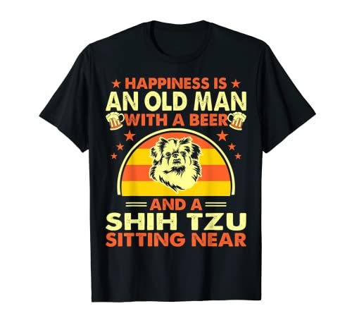Herren Happiness Old Man Beer Shih Tzu Near Geschenk T-Shirt Herren Happiness Old Man Beer Shih Tzu Near Geschenk T-Shirt von Dayadada Designs
