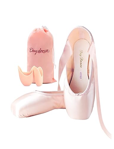 Daydance Ballett Spitzenschuhe Mädchen Frauen Schleife Ballerina Schuhe mit Zehenpolster, Pink (rose), 40.5 EU von Daydance