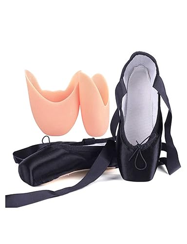 Daydance Ballettschuhe für Mädchen und Damen, Band-Ballerinas mit Zehenpolstern, Schwarz, 40.5 EU von Daydance
