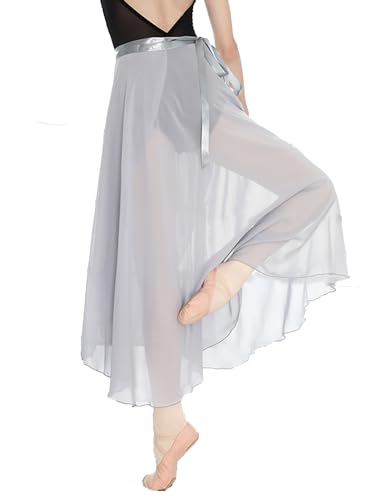 Daydance Damen Ballettröcke Lang Sheer Tanzröcke Schwarz mit Krawatte Taille - Grau - Mittel von Daydance