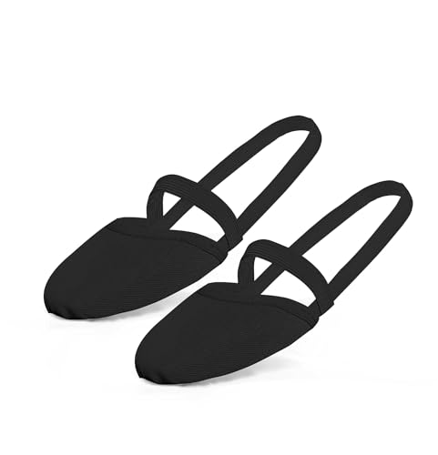 Daydance Halbsohlen Tanzschuhe Canvas Lyrical Ballettschuhe für Mädchen Damen, Schwarz, 8.5-9 von Daydance