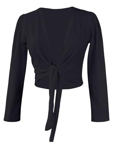 Mädchen Damen Tanz Top Wrap Baumwolle Cardigan Shrug Pullover für Ballett - Schwarz - XX-Large von Daydance