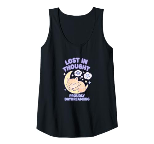 Damen Gedankenverloren, stolz tagträumende Katze Kawaii Art Tank Top Damen Gedankenverloren, stolz tagträumende Katze Kawaii Art Tank Top von Daydreamers Club Collective