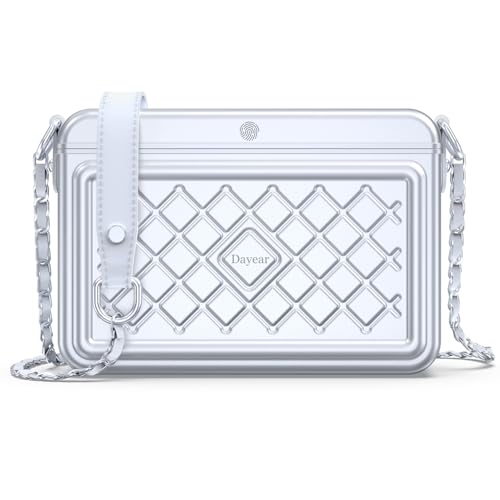 Dayear MFi Certified Safe Anti Theft Lock Box mit Find My App (iOS Only), Built in 8000mAh Power Bank, handtasche damen mit Fingerprint und Code, Diebstahlschutz Safe Deposit Box für Bargeld, Pässe von Dayear