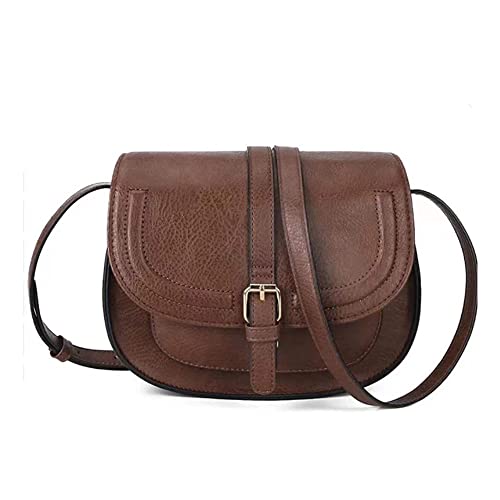 Dayfine Crossbody Satchel Taschen für Frauen Vintage Leder Umhängetasche Klappe Handtaschen Nette Reißverschluss Geldbörse mit verstellbarem Riemen von Dayfine