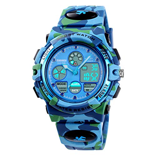 Dayllon Armbanduhr Kinder Junge Digital Outdoor Sport 50 M Wasserdicht Watch for Kids Analoge Uhr mit Wecker 12/24 h Stoppuhr LED Licht Kinder Uhren für Jungs von Dayllon