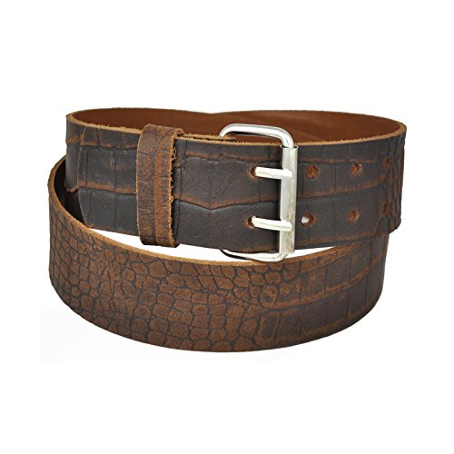 6cm Breit Echt Leder Guertel mit 2 Dorn Roll Schnalle -Kroko-Braun-90cm Bundweit 6cm Breit Echt Leder Guertel mit 2 Dorn Roll Schnalle -Kroko-Braun-90cm Bundweit von DayneQ