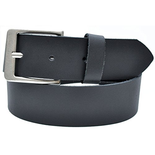 DayneQ 4,5cm Breit Echt Leder Guertel Altsilber Schnalle - SCHWARZ Bundweite 135cm von DayneQ
