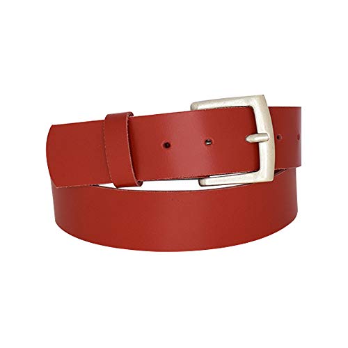 DayneQ 4cm Breit Echt Leder Guertel Altsilber Nickelfree - 11499-40-SIL - Rot Bundweite 100cm von DayneQ