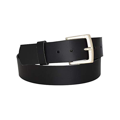 DayneQ 4cm Breit Echt Leder Guertel Altsilber Nickelfree - 11499-40-SIL - SCHWARZ Bundweite 100cm von DayneQ