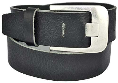 DayneQ 5cm Breit Echt leder Guertel Altsilber Nickel Free Schnalle-SCHWARZ-100 Bundweit von DayneQ