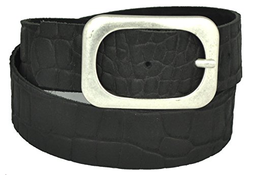 DayneQ 5cm Breit Leder Guertel Altsilber Nickel Free Schnalle-Kroko Optic Schwarz-80cm Bundweite von DayneQ