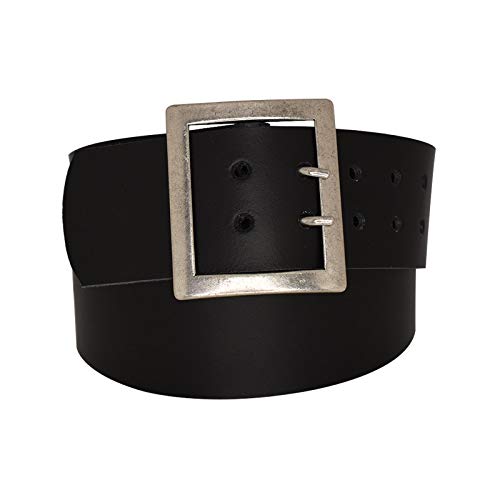 DayneQ 6cm Breit Echt Leder Guertel Altsilber Nickelfree - 1381-60 - SCHWARZ Bundweite 95cm von DayneQ